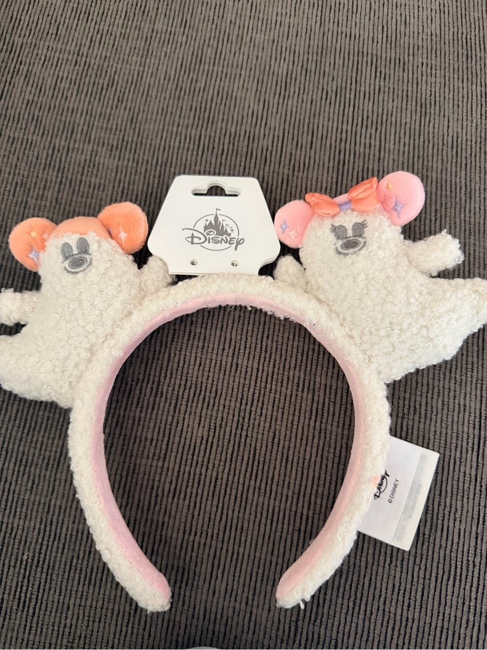 Disney Plush Minnie Ghost ears with Pink Accents